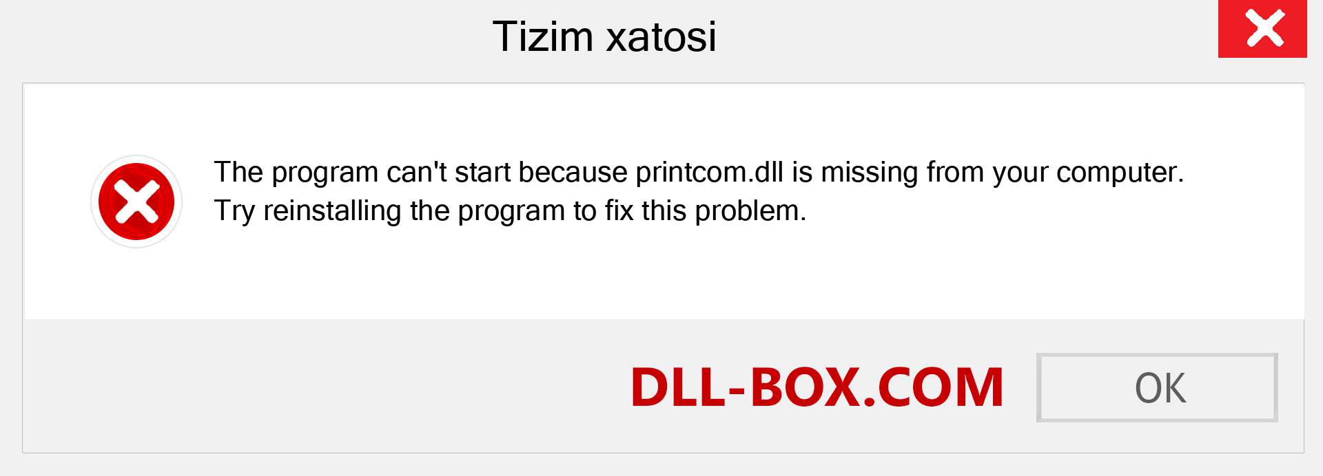 printcom.dll fayli yo'qolganmi?. Windows 7, 8, 10 uchun yuklab olish - Windowsda printcom dll etishmayotgan xatoni tuzating, rasmlar, rasmlar